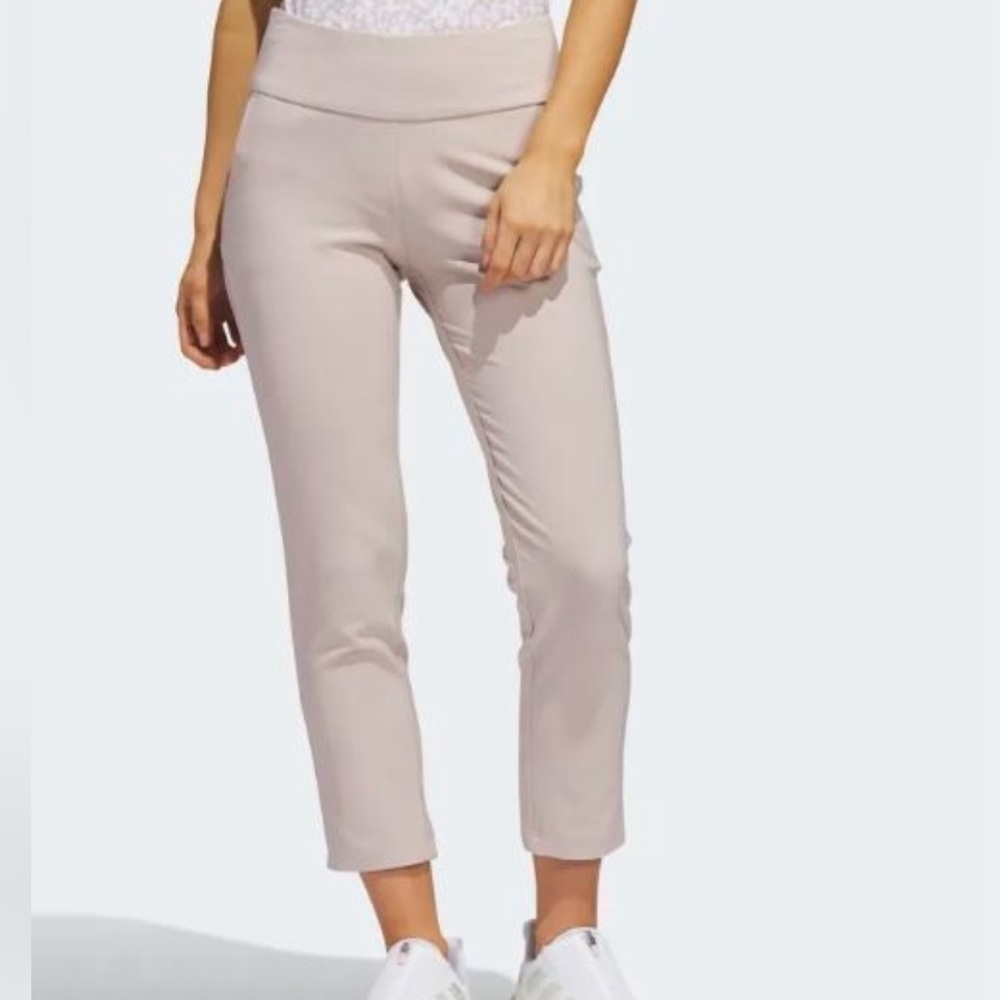 adidas Women's Ankle Crop Golf Travel Pants in Light Taupe